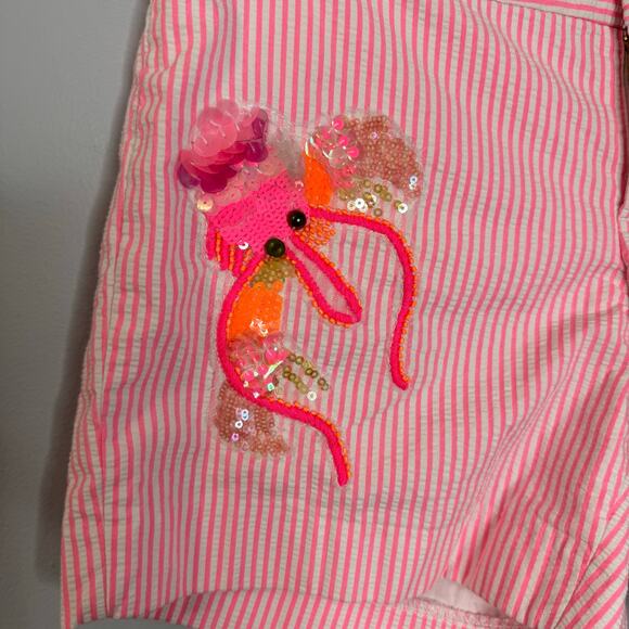 Lilly Pulitzer Pink Striped Callahan Party Sequin Shorts Pink Seersucker Sz 2 - Picture 3 of 10